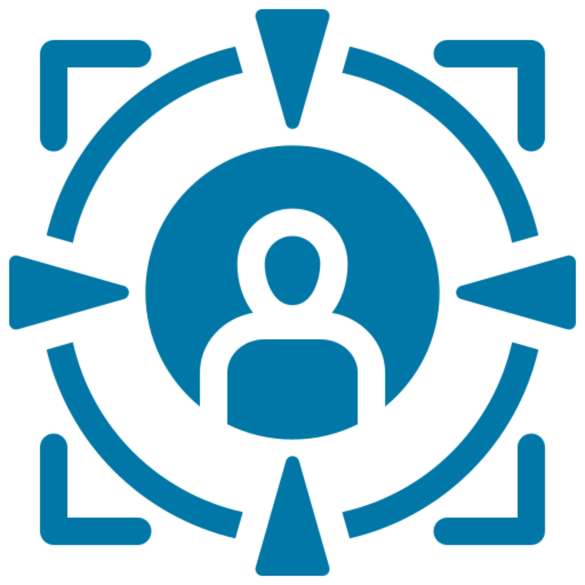 Person icon with targeting design elements.