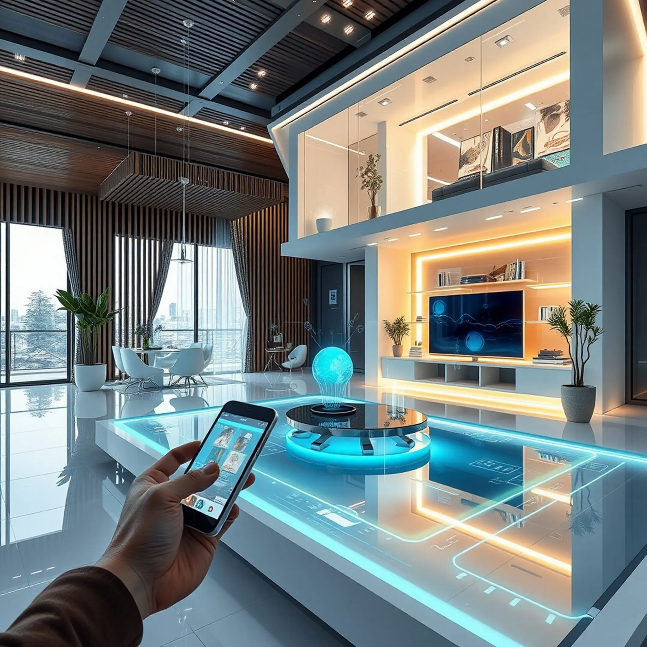 Modern smart home management system using augmented reality Smart building The home is futuristic